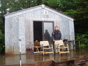 KATIE IN FRONT OF OUR QUONSET HUT